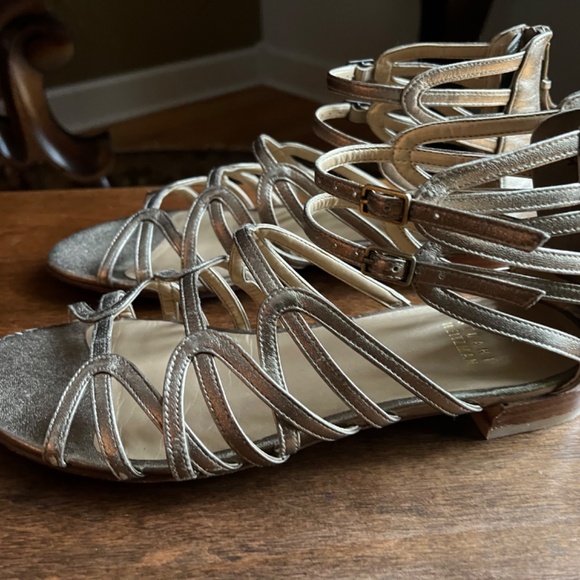 Gold Leather Gladiator Sandals - Picture 2 of 5